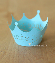 Envoltorio de magdalenas, corona para pastel de príncipe azul, vasos de papel para magdalenas, decoración para fiesta de cumpleaños de niño, envío gratis 2024 - compra barato