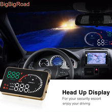 Bigbigroad velocímetro automotivo, velocímetro, hud, display de cabeça, projetor de pára-brisa, conector obd2 euobd, sobre velocidade, voltagem, alarme de combustível 2024 - compre barato