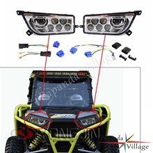 Faro delantero LED para coche, luz de cruce y alto, color negro, cromado, UTV, ATV, para Polaris RZR 900 2015-2017 RZR 1000 S 2016-2017 2024 - compra barato