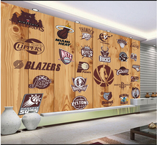 Custom papel DE parede infantil basketball team standard wood grain for children room living room TV wall vinyl papel DE parede 2024 - buy cheap