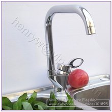 L16537- Luxury Deck Mounted Chrome Color Brass Material Single Lever Kitchen Faucet 2024 - buy cheap