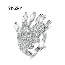 SINZRY Hotsale cubic zirconia adjustable finger ring lady exaggerated leaf shape personality ring 2024 - buy cheap
