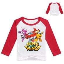 Camisa infantil dos desenhos animados super asas, camisa de manga longa para meninos e meninas, primavera 2018 2024 - compre barato