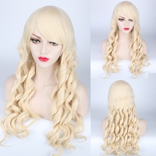 Fashion Lolita Long Wavy Blonde Brown Cosplay Wig With Bangs Synthetic Hair Halloween Costume Party Play Wigs For Women 2024 - buy cheap