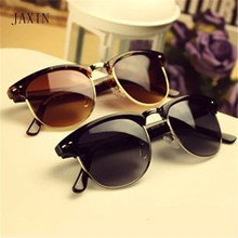 Jaxin óculos de sol unissex semi-metal, óculos de sol com design de marca, espelhado, clássico, retrô, uv400 2024 - compre barato