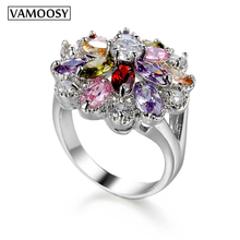 Кольцо VAMOOSY с кубическим цирконием для женщин, обручальные кольца серебряного цвета для невесты 2024 - купить недорого