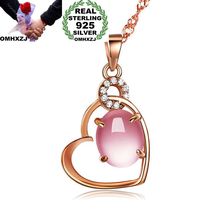 OMHXZJ, venta al por mayor, moda europea, regalo de fiesta para mujer y niña, Cuarzo Rosa, circonita AAA, collar con colgante de plata esterlina 925, dije CA92 2024 - compra barato