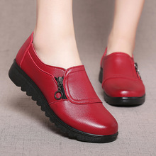 Sapatos oxford femininos de couro macio, novos sapatos casuais com cabeça redonda e zíper lateral para mulheres, q00053, 2019 2024 - compre barato