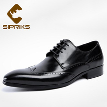 Sipriks-zapatos formales de negocios para hombre, calzado elegante de piel auténtica, color negro, color burdeos, para boda, fiesta, graduación, 10 2024 - compra barato