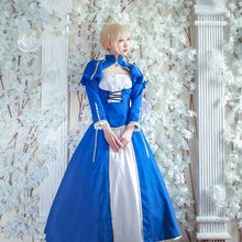 Amine FGO Fate/Extella Saber Blue Uniforms Cosplay Costume Arturia Pendragon Blue White Fighting Suit 2024 - buy cheap