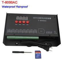Светодиодный контроллер T-8000AC контроллер sd-карты для WS2801 WS2811 LPD8806 8192 пикселей водонепроницаемый непромокаемый контроллер AC110-240V 2024 - купить недорого