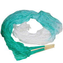 Chinese silk  veils dance fans handmade natural silk belly dance fans 1 x left+right hand 180x90cm Green+Light green+White 2024 - buy cheap