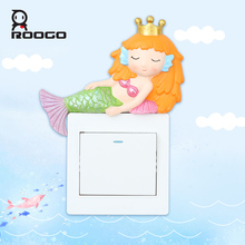 ROOGO fairytale mermaid Decor Wall Light Environmental resin switch stickers Home Decor Living Room Bedroom Kid Room 2024 - buy cheap