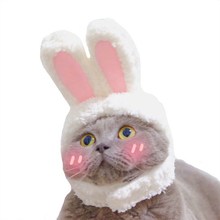 Funny Cute Cat Costume Cosplay Cap Rabbit Ears Hat Halloween Xmas Pet Headwear Props Clothes Fancy Dress Small Dogs Accessories 2024 - buy cheap