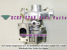 Turbo turbocompresor T25, brida de entrada, a/r. Brida de salida con 5 pernos, turbocompresor refrigerado por agua, 42 turbina a/R 49 2024 - compra barato