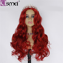 USMEI 28-дюймовые длинные волнистые парики для женщин, синтетический парик вечерние, косплей, парик из красных волос средней части, термостойкий средний размер 2024 - купить недорого