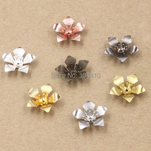15*5mm Vintage Filigree 3D Flower Charms Bu Yao Hair Clasp Connectors Wraps Links Blank DIY Findings Multi-color Plated Brass 2024 - buy cheap