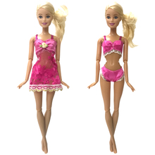 NK One Set Doll Fashion  Pink Lovely Lace Pajama Suit Dress For Barbie Pajama Party For Barbie Doll Accessories 046E 2024 - buy cheap