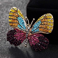 Broche de mariposa con diamantes de imitación de colores para mujer, broche de cristal austriaco, accesorios para bolsos hiyab 2024 - compra barato