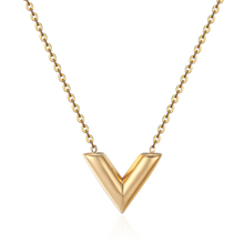 Classic Design Famous Brand V Letter Pendant Necklace For Woman Titanium Steel Woman Necklace Luxury Jewelry Female Top Quality 2024 - купить недорого