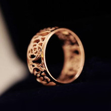Classic Rose Wide Ring Flower Hollowing Craft Rose Gold Color Wedding Ring Fashion Party Jewelry Gifts Wholesale 2024 - buy cheap