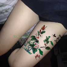 Водостойкие временные тату-наклейки, цветок, бабочка, поддельные тату, флэш тату боди-арт, задние ноги, руки, живот для женщин и мужчин, девочек 2024 - купить недорого