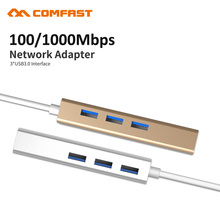 Comfast USB 3.0 to Gigabit Ethernet Adapter 3-Port USB 3.0 Hub Bus w/ 10/100/1000 RJ45 Gigabit Ethernet LAN Port Converter HUB 2024 - buy cheap