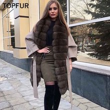 TOPFUR Luxury New Real Fur Coat Women Winter Woolen Skin Fur Coat With Fox Fur Collar New Style High Quality Fur Coat 2024 - buy cheap
