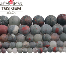 Natural Stone Beads Matte Frosted African Blood Stone Gem Round Beads 6 8 10 12MM DIY Handmade Bracelet Necklace Jewelry Making 2024 - buy cheap