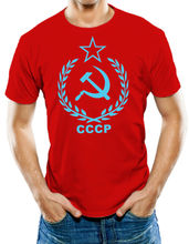 Camiseta masculina de algodão, camiseta masculina casual de algodão com estampa de bandeira vermelha soviética, retrô, cccp gerb, verão 2024 - compre barato