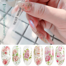 HNUIX 10 colours Nail Leaf Stickers Varnish Mix Rose Flower Transfer Foil Nails Decal Cursors For Nail Art Foil Manicure Designs 2024 - buy cheap