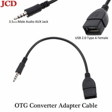 JCD Новинка 3,5 мм штекер аудио AUX разъем к USB 2,0 Тип A Женский Кабель USB 2,0 конвертер кабель Шнур для автомобиля MP3 jy6 2024 - купить недорого