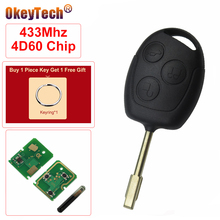 OkeyTech 3 Button 315/433Mhz 4D60Transponder Chip Remote Control Key For Ford Focus KA Transit K2 Mondeo Fiesta Replacement Key 2024 - buy cheap