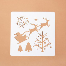 Pintura modelo de árvore de natal e cervo, estêncil para coloração, conjunto de recortes, cartões diy, decoração de parede reutilizável 2024 - compre barato