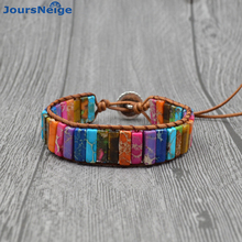 JoursNeige Hand Weaving Boho Bracelets Color Natural Stone Single Leather Wrap Bracelet Cuff Vintage Bracelets Fashion Jewelry 2024 - buy cheap