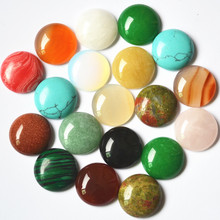 Hot 2020 New  High Quality Fashion Mixed Onyx Opal Malachite Tiger Eye Natural Stone Round CAB Cabochons 20MM*20MM 20PCS 2024 - buy cheap