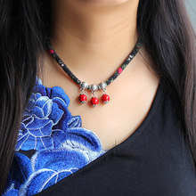 Tibetan style short choker necklace red stone beads tassel women necklace vintage jewelry 0528 2024 - buy cheap