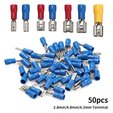 50Pcs Female Insulated Spade Wire Connector Electrical Crimp Terminal Red Blue Yellow 2.8mm/4.8mm/6.3mm 2024 - buy cheap