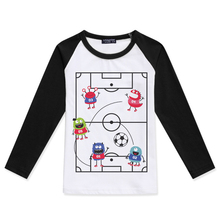 Детская одежда для мальчиков, хлопковые топы с длинным рукавом реглан и круглым вырезом, забавная футболка с изображением футбольного поля монстра, Детские футболки, 2019 2024 - купить недорого