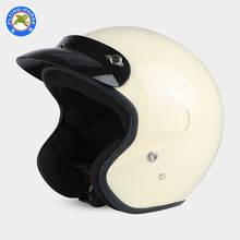 Open face 3/4 motorcycle motorcross Casco Capacete helmet, Jet Vintage retro helmet, Dual D Ring Ivory DOT AP74 2024 - buy cheap
