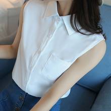 Women Sleeveless Turn-down Chiffon Blouse Vest Tops Summer Shirt Blusas 2024 - buy cheap