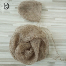 Handknit Stretch Soft import Real Mohair Newborn Wraps with Hat SET 60x30cm 2 Set/lot NEWBORN PHOTOGRAPHY PROPS BABY SHOWER GIFT 2024 - buy cheap