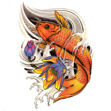 Горячие продажи Большая Татуировка с Прохладной золотая рыбка Водонепроницаемый Спину и Грудь Татуировки наклейки MQC05 2024 - купить недорого