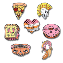 Evil possession Dessert lapel Pins Punk Pink Donut Toast Pizza Enamel Pin and Brooches Heart Car Badges Denim Shirt Jewelry gift 2024 - buy cheap