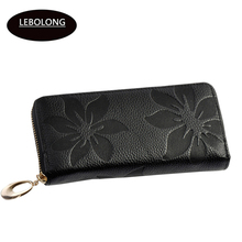 2019 New Fashion Style burse Best Genuine Leather Purse Zipper Around Lady Notecase Flower pattern Wallets Women Long Handbags 2024 - buy cheap