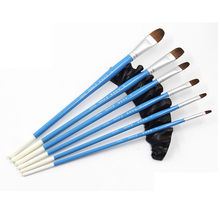 Escovas de pintura de cabelo com 6 tamanhos de pçs/set weasel, pincel azul de aquarela acrílica filberta, suprimentos para desenho de poste longo 2024 - compre barato