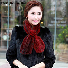 Winter Neck Warmer Poncho Shawl Stole With Flower Genuine knitted Real Mink Fur Scarf For Women Wrap Cape 2024 - buy cheap