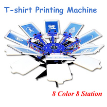 Máquina de impressão de tela de camiseta, 8 estações, 8 cores, máquina de prensagem de alta qualidade ver com base s882l 2024 - compre barato