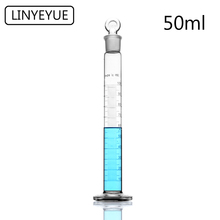O vidro de linyeyue 50ml graduou o cilindro com tampão da rolha que mede o equipamento da química do laboratório do cilindro de vidro 2024 - compre barato