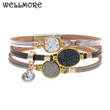 Wellmore pulseiras com fecho de metal, braceletes para mulheres e homens, pulseiras com pingentes para casais, joias da moda, dropshipping 2024 - compre barato